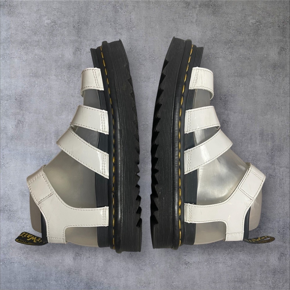 Dr. Martens Blaire Strappy White Patent Hydro Leather Sandals Womens 7 Chunky - Picture 4 of 8